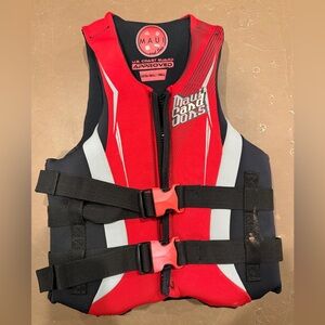 Maui and Sons Red Black White Neoprene Life Jacket Size adult Xs